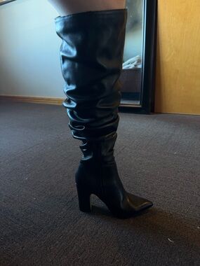 Express Black Over-the-Knee Block Heel Boots